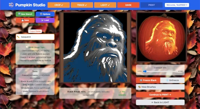 Pumpkin Studio Dark stage — refine shadows and detail