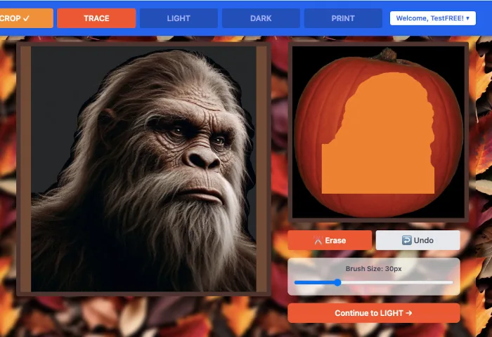 Pumpkin Studio Trace stage — remove the background